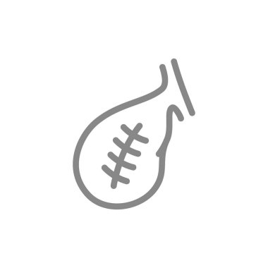 Safra kesesi çizgisindeki yara izi. Safra taşı anatomisi, iltihaplı iç organ sembolü. Vektör çizimi. Beyaz arkaplanda izole
