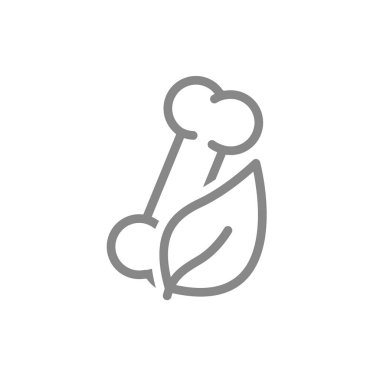 Yaprak çizgisi ikonlu insan kemiği. Kemik hastalığı sembolünün ekolojik tedavisi. Vektör çizimi. Beyaz arkaplanda izole