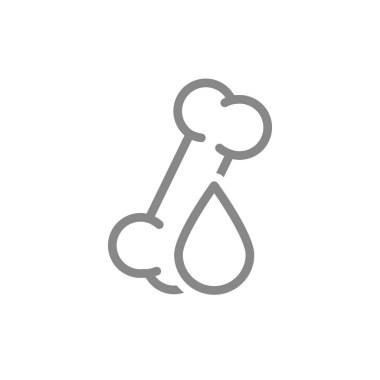 Damlama çizgisi ikonlu insan kemiği. Kan bağışı günü sembolü. Vektör çizimi. Beyaz arkaplanda izole