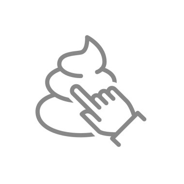 Kaka çizgisi simgesine parmak tıkla. Kötü online alışveriş sembolü. Vektör çizimi. Beyaz arkaplanda izole