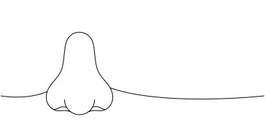 Burun bir çizgi aralıksız çiziyor. İnsan iç organı sürekli tek bir çizgiden oluşuyor. Beyaz arkaplanda izole.