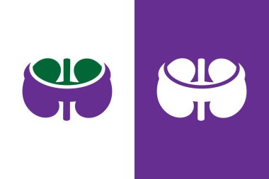 Böbrek tıbbi servis logosu tasarım şablonu. İnsan böbreği anatomisi logosu. Beyaz arkaplanda izole.