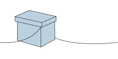 Teslimat kutusu bir çizgi renkli aralıksız çizim. Paket kutusu. Vektör çizimi. Beyaz arkaplanda izole