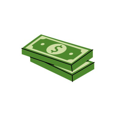 İki dolarlık banknotlar. Para yatırımı ve ticaret. Vektör çizimi. Beyaz arkaplanda izole.