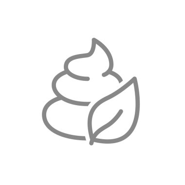 Poop with a leaf line icon. Healthy pile of shit symbol. Vector illustration. Isolated on white background