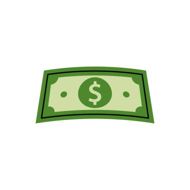 Yeşil para. Para yatırımı ve ticaret. Vektör çizimi. Beyaz arkaplanda izole.