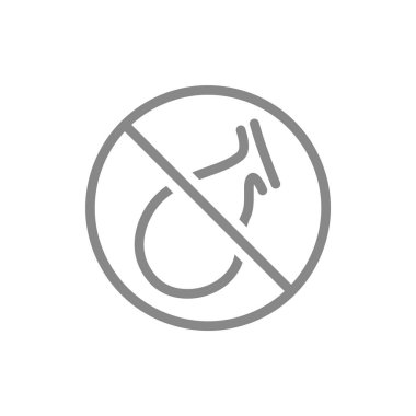 Safra kesesi çizgisi ikonlu yasak tabela. Ampütasyon iç organ, safra kesesi yok, organ nakli reddedilme sembolü. Vektör çizimi. Beyaz arkaplanda izole