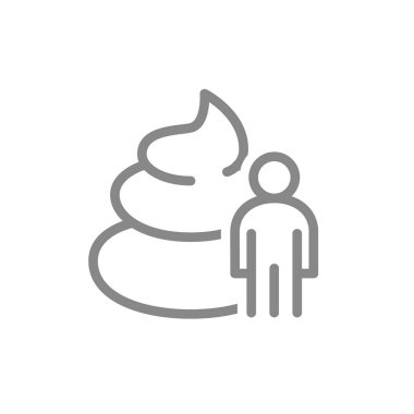 Erkek çizgisi ikonuyla kaka yap. Tuvalet konumu sembolü. Vektör çizimi. Beyaz arkaplanda izole