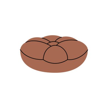 Yuvarlak yastık. Uyumak için dolgun yastık. Vektör çizimi. Beyaz arkaplanda izole.