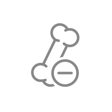 Eksi çizgi ikonlu insan kemiği. Hastalık kemikleri sembolü. Vektör çizimi. Beyaz arkaplanda izole