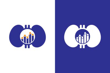 İnsan böbrekleri ve grafik logosu kombinasyonu. Eşsiz iç organ logoti tasarım şablonu. Beyaz arkaplanda izole.