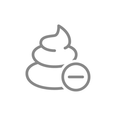 Poop with minus line icon. No toilet, pile of shit symbol. Vector illustration. Isolated on white background