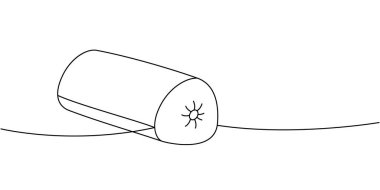 Silindirik destekli yastık. Sürekli çizim. Rahat pofuduk yastık. Vektör çizimi. Beyaz arkaplanda izole