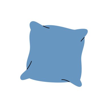 Kare tüylü yastık. Yumuşak yastık uyumak için. Vektör çizimi. Beyaz arkaplanda izole.