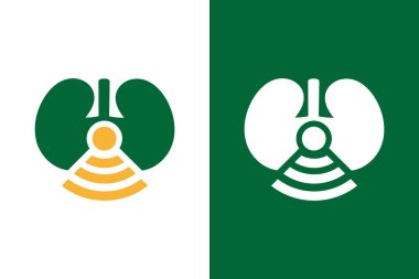 Böbrekler ve Wi-Fi logo kombinasyonu. Sinyal logoti tasarım şablonu olan insan böbrekleri. Beyaz arkaplanda izole.