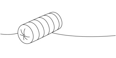 Uzun vücut yastığı. Sürekli çizim. Sıcak, rahat yastık. Vektör çizimi. Beyaz arkaplanda izole
