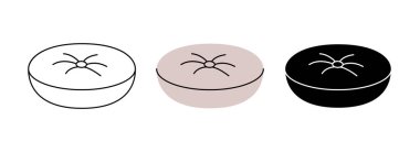 Yuvarlak yastık simgesi seti. Rahat pofuduk yastıklar. Vektör çizimi. Beyaz arkaplanda izole.