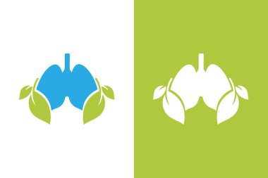 İnsan ciğerleri ve yaprak logosu kombinasyonu. Eşsiz organik akciğerler logot tasarım şablonu. Beyaz arkaplanda izole.