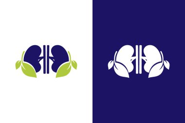 İnsan böbrekleri ve logo kombinasyonu. Üroloji logosu tasarımı. Beyaz arkaplanda izole.