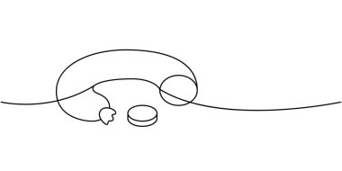 Chorizo sosisi. Bir sıra sürekli çizim. Mezbaha sosisi menüsü. Vektör çizimi. Beyaz arkaplanda izole