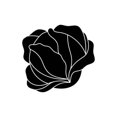 Lahana siyah ikonu. Doğal vejetaryen yemekleri. Sağlıklı beslenme. Vektör çizimi. Beyaz arkaplanda izole