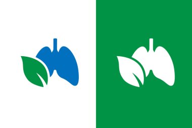 Yaratıcı akciğerler logo kombinasyonu. İnsan akciğerleri ve yaprak logoti tasarım şablonu. Beyaz arkaplanda izole.