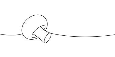 Mantar bir çizgi sürekli çizim. Taze organik sebze. Vektör çizimi. Beyaz arkaplanda izole