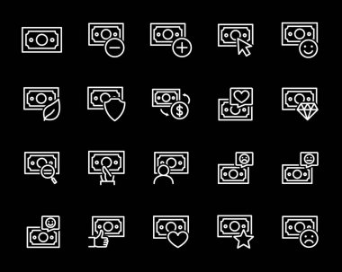 Para çizgisi simgesi. İş ve finans sembolü. Vektör çizimi. Siyah arkaplanda izole