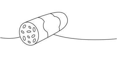 Lezzetli bir salam. Sürekli bir çizim. Yarı bitmiş ürünler. Vektör çizimi. Beyaz arkaplanda izole