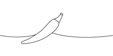 Chili biberi sürekli çizim halinde. Taze organik sebze. Vektör çizimi. Beyaz arkaplanda izole