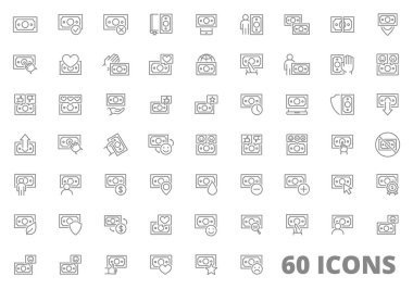 Para çizgisi simgesi. Para yatırımı ve iş konsepti. Vektör çizimi. Beyaz arkaplanda izole