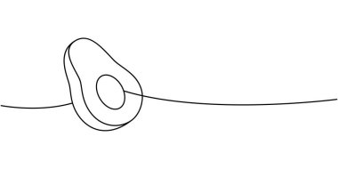 Avokado bir çizgi sürekli çizim. Taze organik sebze. Vektör çizimi. Beyaz arkaplanda izole