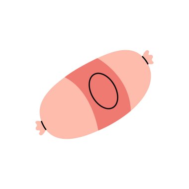 Doktor sosisi. Taze çiğ sosis. Vektör çizimi. Beyaz arkaplanda izole