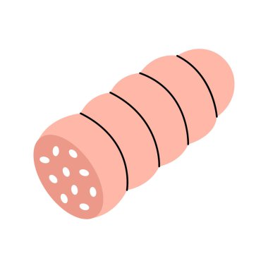 Sosis. Taze çiğ sosis. Vektör çizimi. Beyaz arkaplanda izole