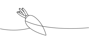 Turp gibi bir çizgi sürekli çiziyor. Taze organik sebze. Vektör çizimi. Beyaz arkaplanda izole