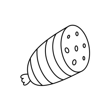 Sosis ana hatları sembolü. Taze çiğ sosis. Vektör çizimi. Beyaz arkaplanda izole