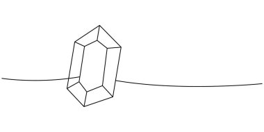 Parlak değerli taş bir çizgi sürekli çizim. Lüks değerli taş kristali. Vektör çizimi. Beyaz arkaplanda izole