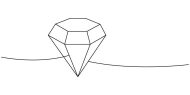 Elmas mücevher bir çizgi sürekli çizim. Lüks değerli taş kristali. Vektör çizimi. Beyaz arkaplanda izole