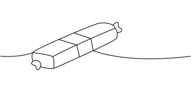 Salamlı çizim yapan bir salam sosisi. Kasap eti. Vektör çizimi. Beyaz arkaplanda izole