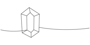 Kristal bir çizgi sürekli çizim. Lüks değerli taş kristali. Vektör çizimi. Beyaz arkaplanda izole