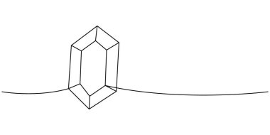 Cam kristal bir çizgi sürekli çizim. Gizemli, gizemli, sihirli kristal. Vektör çizimi. Beyaz arkaplanda izole