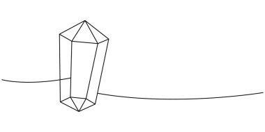 Mistik mücevher bir çizgi sürekli çizim. Sihirli taş. Vektör çizimi. Beyaz arkaplanda izole