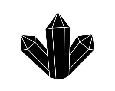 Ruhani kristaller. Gizemli, gizemli, sihirli ya da iyileştirici kristaller. Mistik astroloji hilal taşı. Vektör çizimi. Beyaz arkaplanda izole