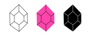 Parlak değerli taş. Lüks değerli taş kristali. Vektör çizimi. Beyaz arkaplanda izole