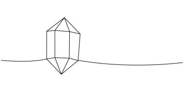 Parlak değerli taş bir çizgi sürekli çizim. Kristal mineral mücevher. Vektör çizimi. Beyaz arkaplanda izole
