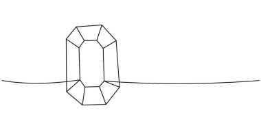 Kristal bir çizgi sürekli çizim. Kristal mineral mücevher. Vektör çizimi. Beyaz arkaplanda izole