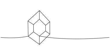 Sihirli kristal bir çizgi sürekli çizim. Kristal mineral mücevher. Vektör çizimi. Beyaz arkaplanda izole