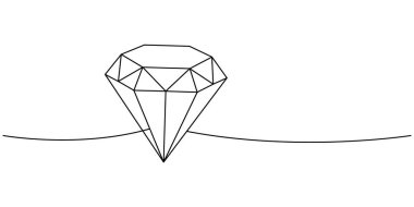 Elmas bir çizgi aralıksız çizim. Elmas ve mücevher. Vektör çizimi. Beyaz arkaplanda izole