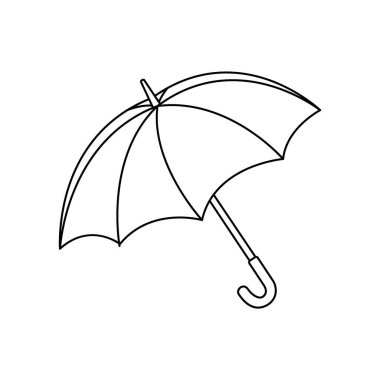Temiz ve zarif hatları olan bir şemsiyenin ince dış hatları. Yağmurun korunmasını, hava güvenliğini ve çok yönlü grafik kullanımı için ebedi şehir aksesuarını temsil eden minimalist tasarım.