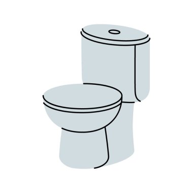 Seramik tuvalet. Banyo hijyeni. Vektör çizimi. Beyaz arkaplanda izole